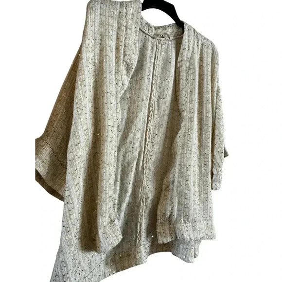 Soft Surroundings Soft Gold Glamour Topper Open Front Cream Cardigan Size 1X - Picture 2 of 7